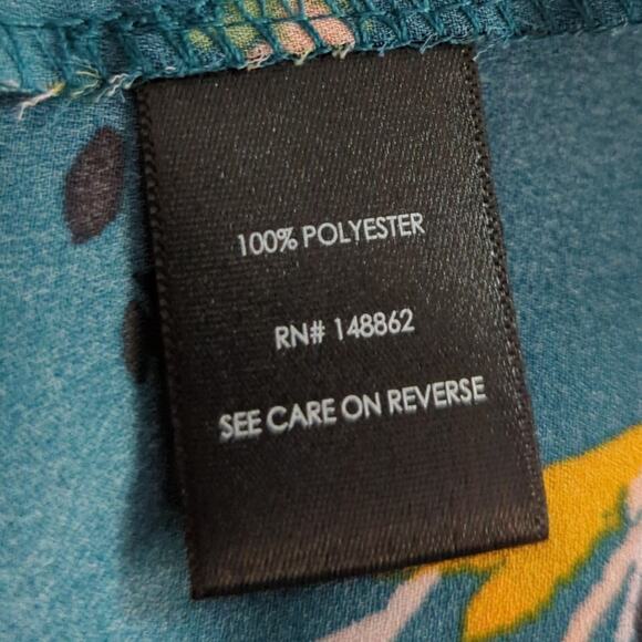 TORRID 0 Teal Frayed Georgette V-Neck Sheer Sleeveless Career Tank Large 12 - Picture 9 of 10